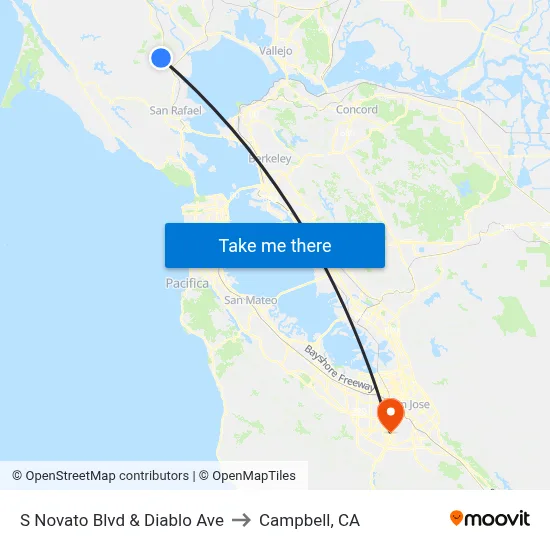S Novato Blvd & Diablo Ave to Campbell, CA map