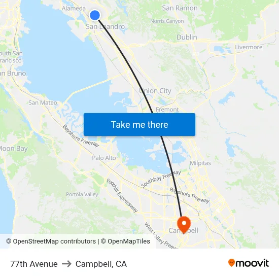 77th Avenue to Campbell, CA map