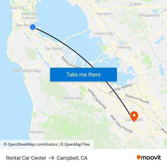 Rental Car Center to Campbell, CA map