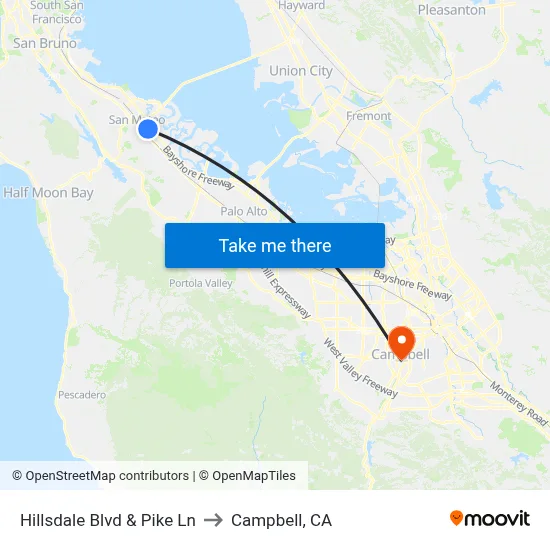 Hillsdale Blvd & Pike Ln to Campbell, CA map