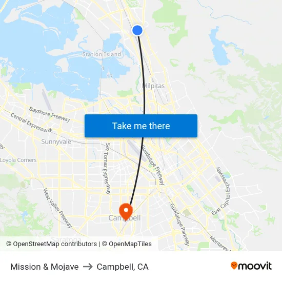 Mission & Mojave to Campbell, CA map