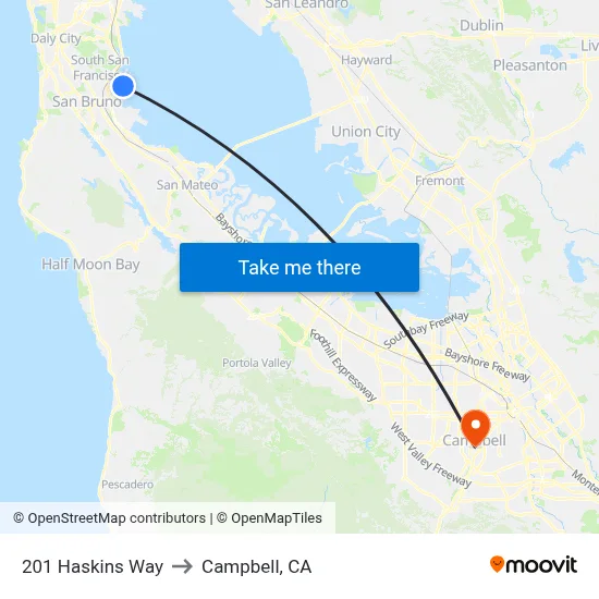 201 Haskins Way to Campbell, CA map