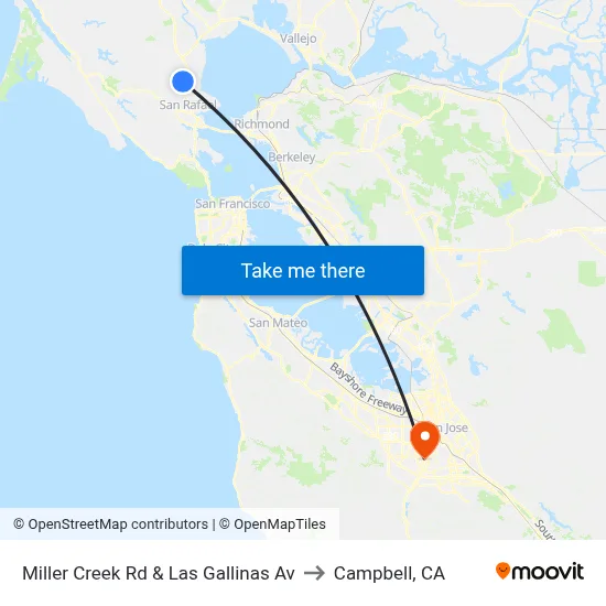Miller Creek Rd & Las Gallinas Av to Campbell, CA map