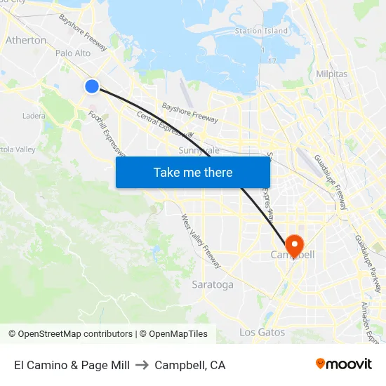 El Camino & Page Mill to Campbell, CA map