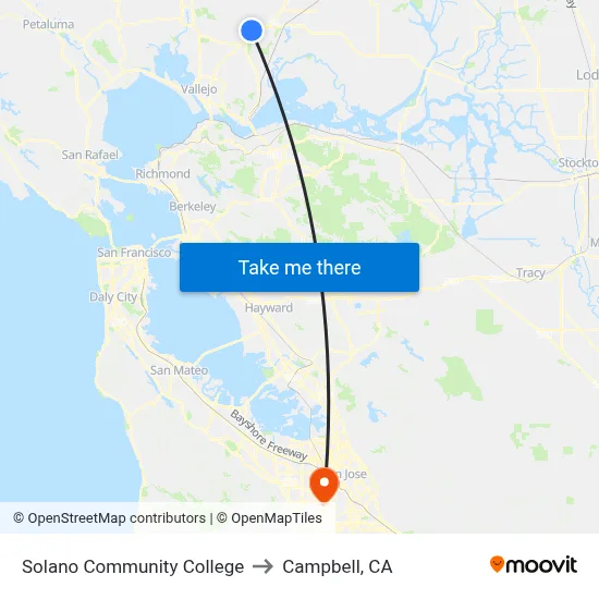 Solano Community College to Campbell, CA map