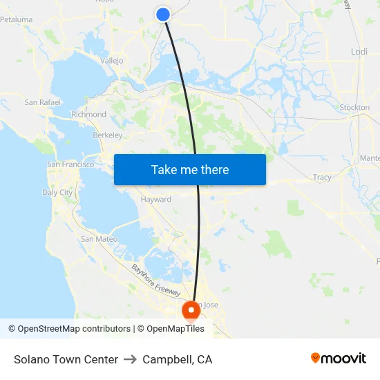 Solano Town Center to Campbell, CA map