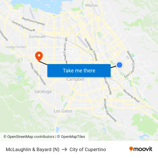 McLaughlin & Bayard (N) to City of Cupertino map