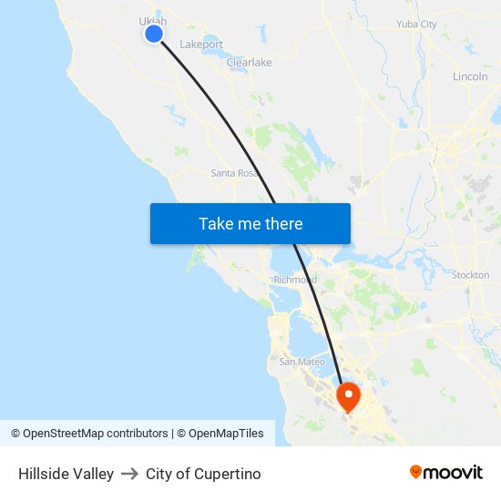 Hillside Valley to City of Cupertino map