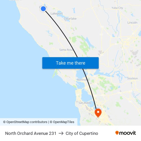 North Orchard Avenue 231 to City of Cupertino map