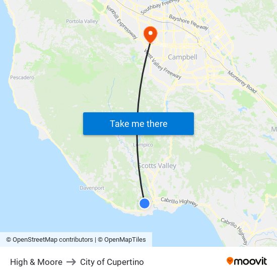 High & Moore to City of Cupertino map