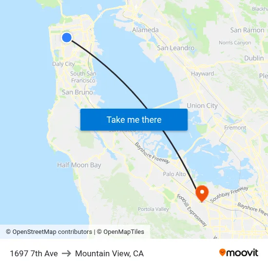 1697 7th Ave to Mountain View, CA map