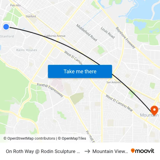 On Roth Way @ Rodin Sculpture Garden to Mountain View, CA map