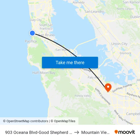 903 Oceana Blvd-Good Shepherd School to Mountain View, CA map