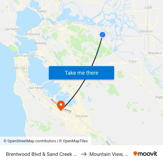 Brentwood Blvd & Sand Creek Rd to Mountain View, CA map