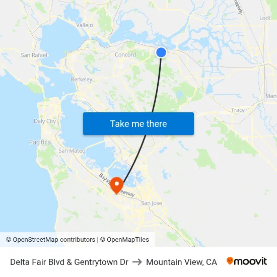 Delta Fair Blvd & Gentrytown Dr to Mountain View, CA map