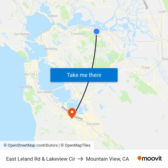 East Leland Rd & Lakeview Cir to Mountain View, CA map