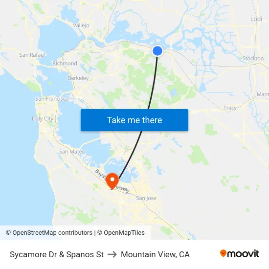 Sycamore Dr & Spanos St to Mountain View, CA map