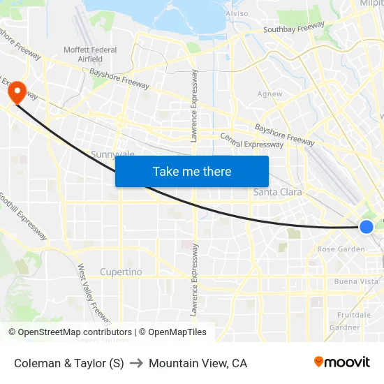Coleman & Taylor (S) to Mountain View, CA map
