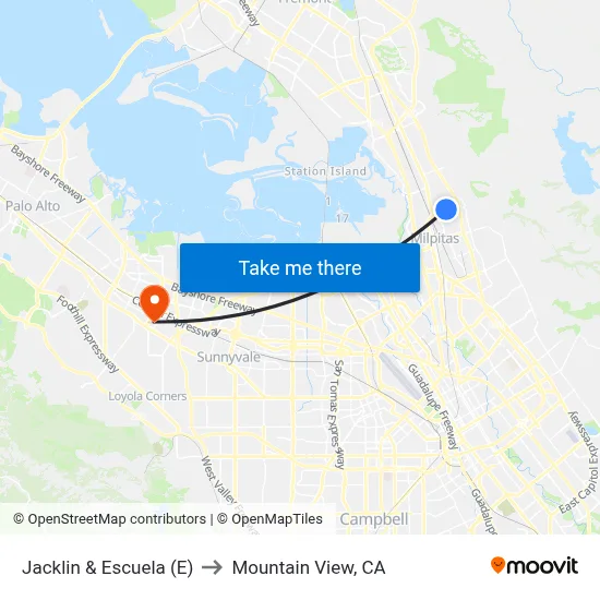 Jacklin & Escuela (E) to Mountain View, CA map