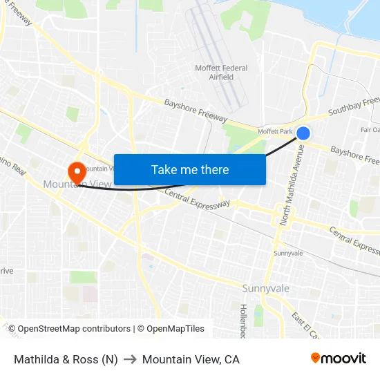 Mathilda & Ross (N) to Mountain View, CA map