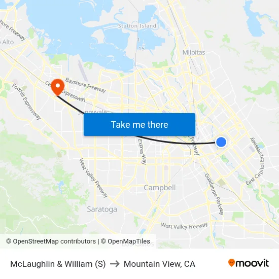 McLaughlin & William (S) to Mountain View, CA map