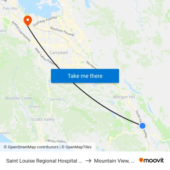 Saint Louise Regional Hospital (E) to Mountain View, CA map