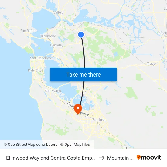 Ellinwood Way and Contra Costa Employment Human Services to Mountain View, CA map