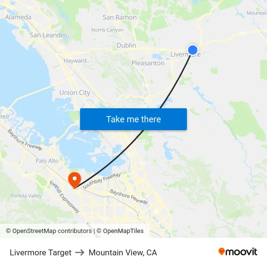 Las Positas Rd & Plaza 580 to Mountain View, CA map