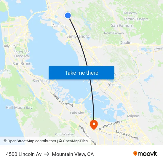 4500 Lincoln Av to Mountain View, CA map