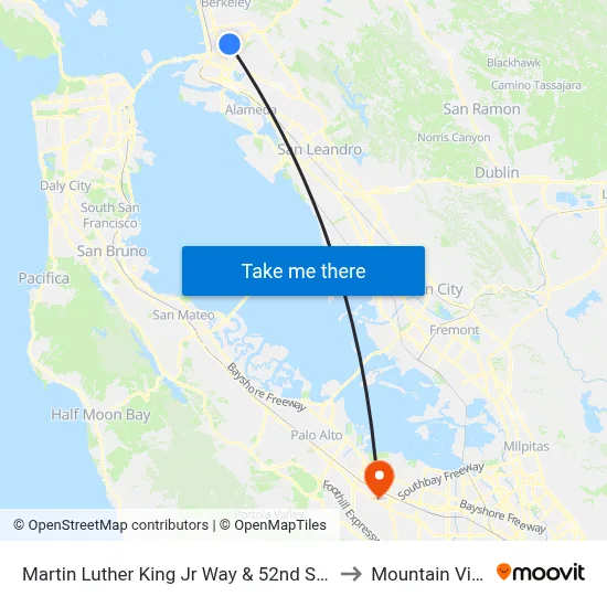 Martin Luther King Jr Way & 52nd St (Childrens H) to Mountain View, CA map