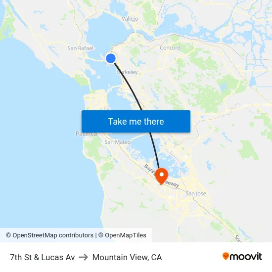 7th St & Lucas Av to Mountain View, CA map