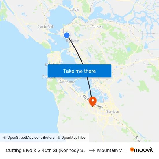 Cutting Blvd & S 45th St (Kennedy Sr High School) to Mountain View, CA map