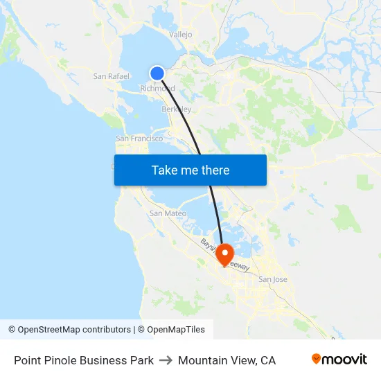 Point Pinole Business Park to Mountain View, CA map