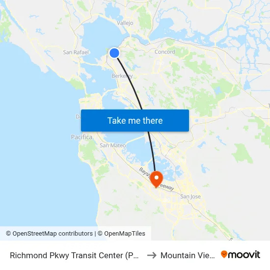 Richmond Pkwy Transit Center (Park & Ride) to Mountain View, CA map