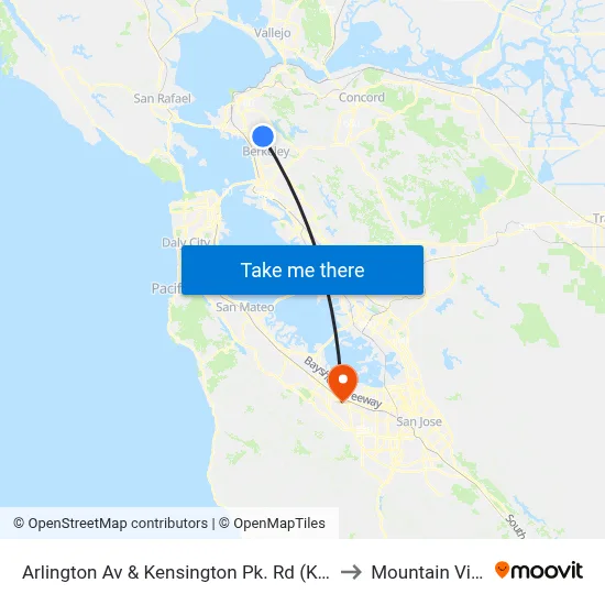 Arlington Av & Kensington Pk. Rd (Kensington Lib.) to Mountain View, CA map