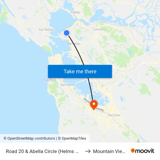 Road 20 & Abella Circle (Helms Mid Sch) to Mountain View, CA map