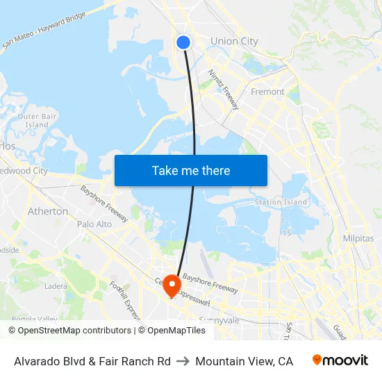 Alvarado Blvd & Fair Ranch Rd to Mountain View, CA map
