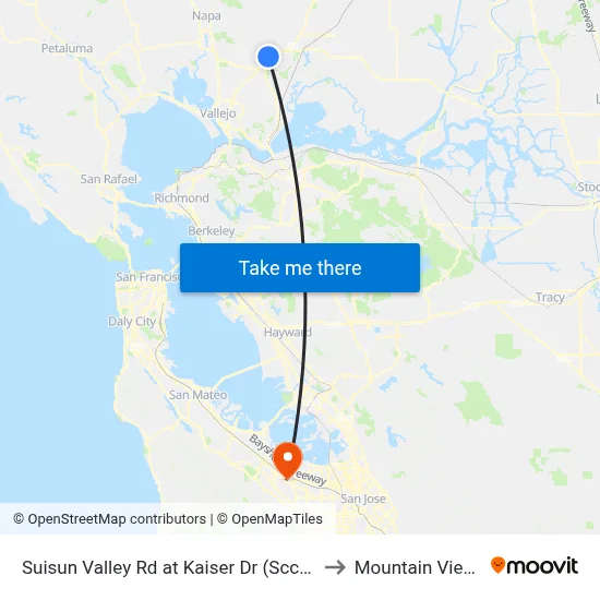 Suisun Valley Rd at Kaiser Dr (Scc Fairfield) to Mountain View, CA map