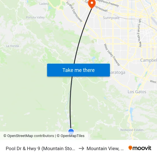 Pool Dr & Hwy 9 (Mountain Store) to Mountain View, CA map