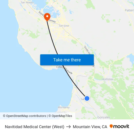 Navitidad Medical Center (West) to Mountain View, CA map