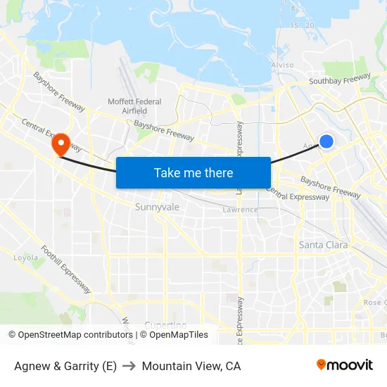 Agnew & Garrity (E) to Mountain View, CA map