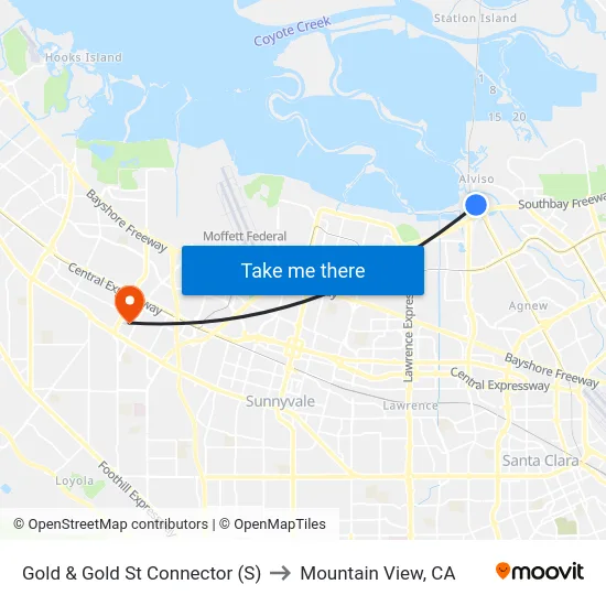 Gold & Gold St Connector (S) to Mountain View, CA map