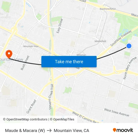 Maude & Macara (W) to Mountain View, CA map