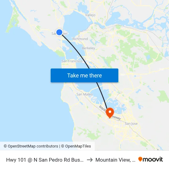 Hwy 101 @ N San Pedro Rd Bus Pad to Mountain View, CA map