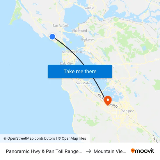 Panoramic Hwy & Pan Toll Ranger Station to Mountain View, CA map