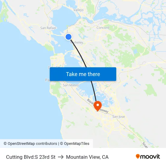 Cutting Blvd:S 23rd St to Mountain View, CA map