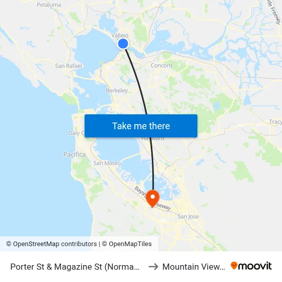 Porter St & Magazine St (Norman King) to Mountain View, CA map