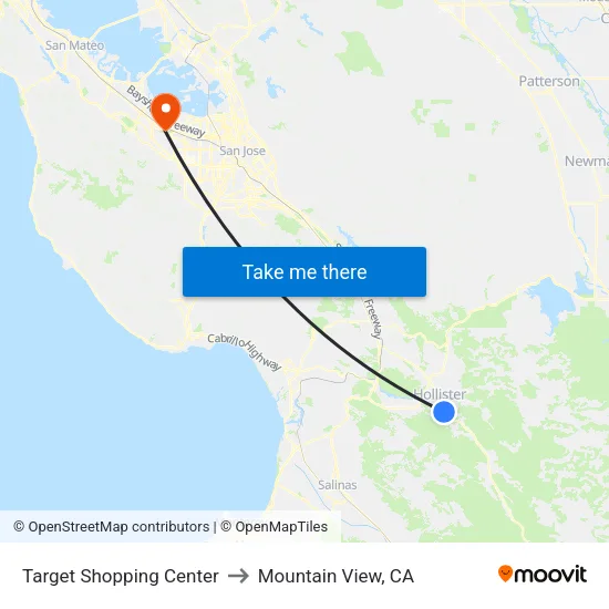 Target Shopping Center to Mountain View, CA map