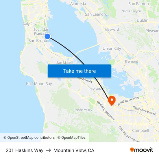 201 Haskins Way to Mountain View, CA map