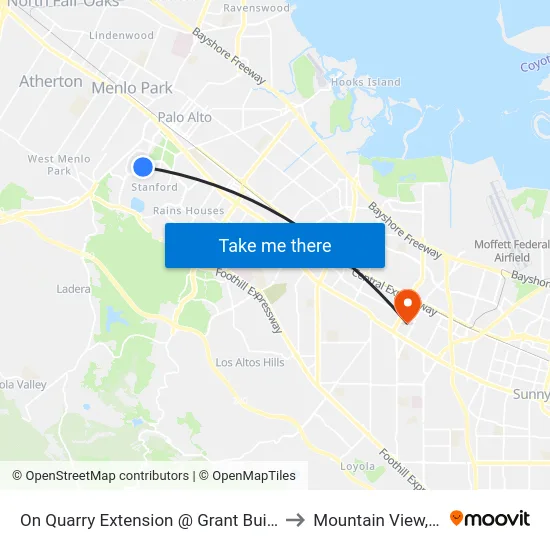 On Quarry Extension @ Grant Building to Mountain View, CA map
